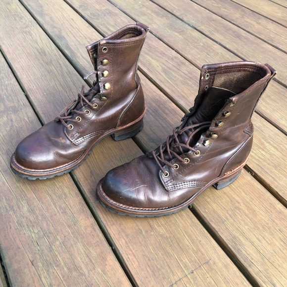 Frye Brown Lace Up Boots with High Ankle Support - Picture 6 of 8